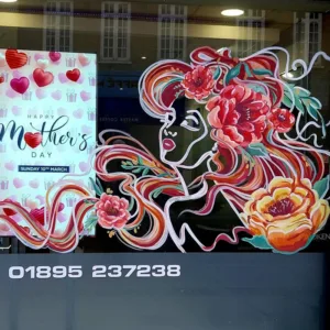 Hand Pained Window Art - Valentines Day